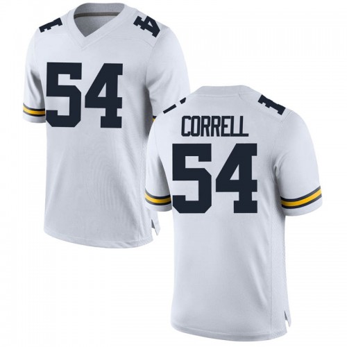 Kraig Correll Michigan Wolverines Men's NCAA #54 White Game Brand Jordan College Stitched Football Jersey XWO0554NS